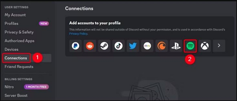 log in to your Spotify account | apple music on discord