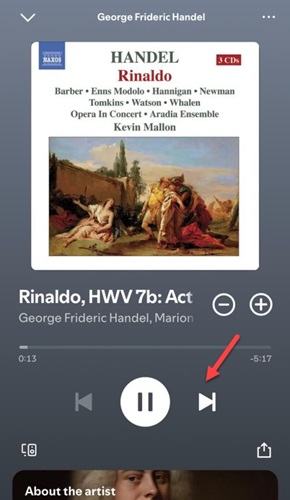use Previous button | Play Spotify with AirPods