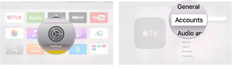 go to Accounts | Play Spotify on Apple TV