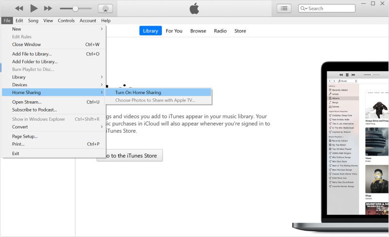 activate Home Sharing | Play Spotify on Apple TV