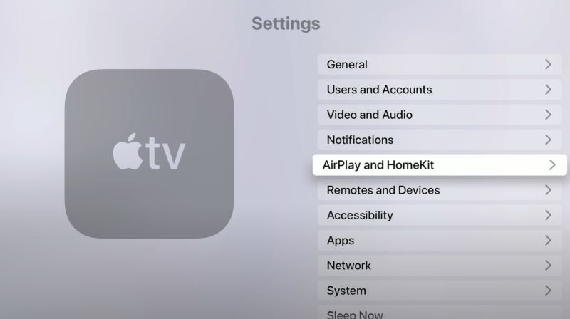 select AirPlay and HomeKit | Play Spotify on Apple TV