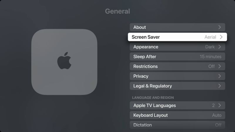 select Screen Saver | Play Spotify on Apple TV