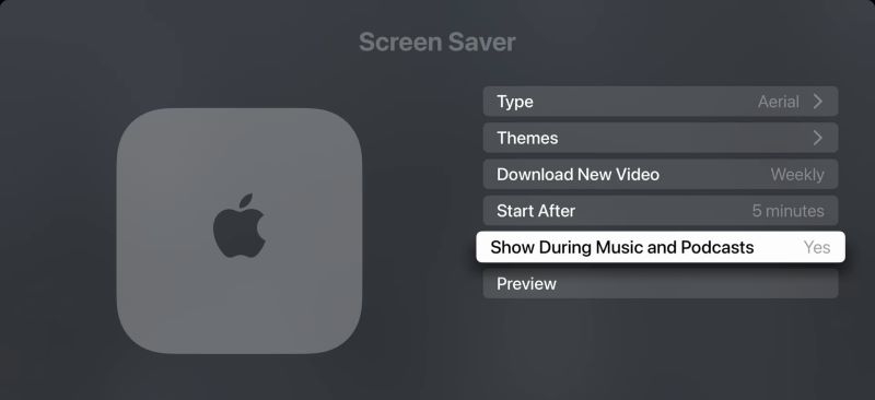 enable Show During Music and Podcasts | Play Spotify on Apple TV