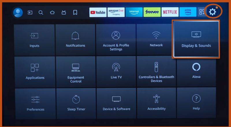select Display and Sounds | Play Spotify on Amazon Firestick TV