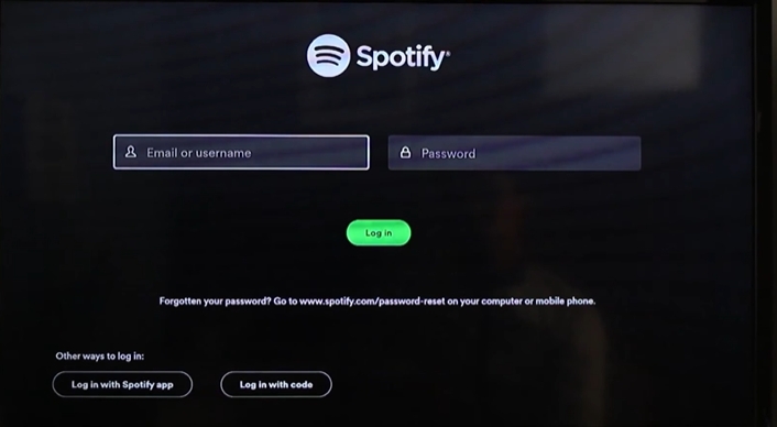 choose Log in with password | Play Spotify on Samsung Smart TV