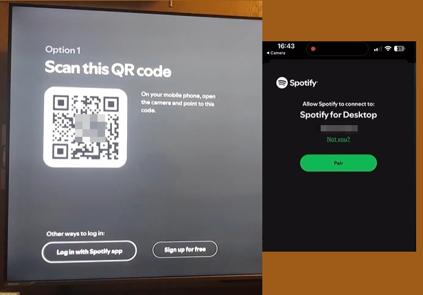 click Log in with code | Play Spotify on Samsung Smart TV