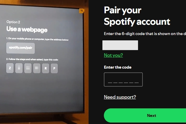 tap Log in with the app | Play Spotify on Samsung Smart TV