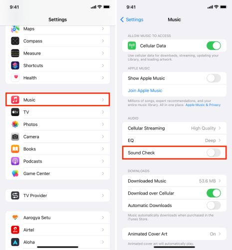 turn off Sound Check | Make Apple Music Louder