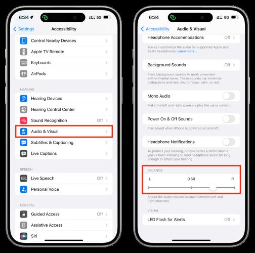 adjust Balance slider | Make Apple Music Louder
