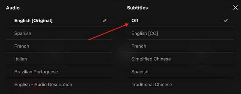 display the playback menu | how to remove subtitles on Netflix