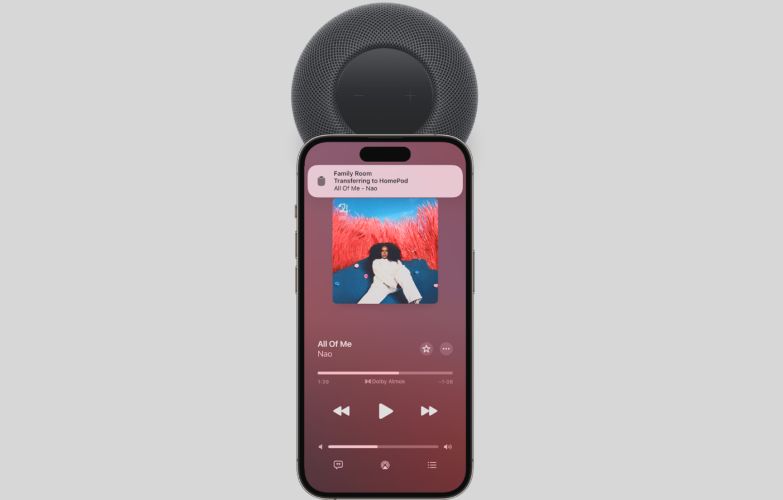 bring phone close to HomePod top | Play Spotify on HomePod