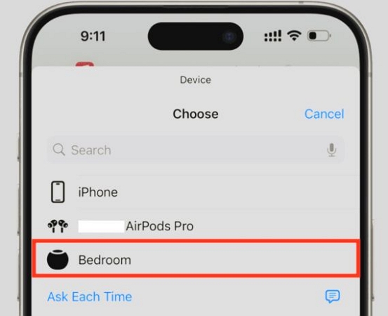 select HomePod | Play Spotify on HomePod