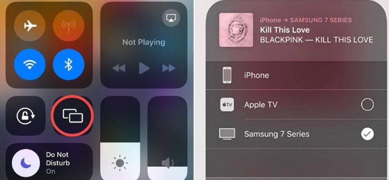 select Stop Mirroring | Play Spotify on Samsung Smart TV