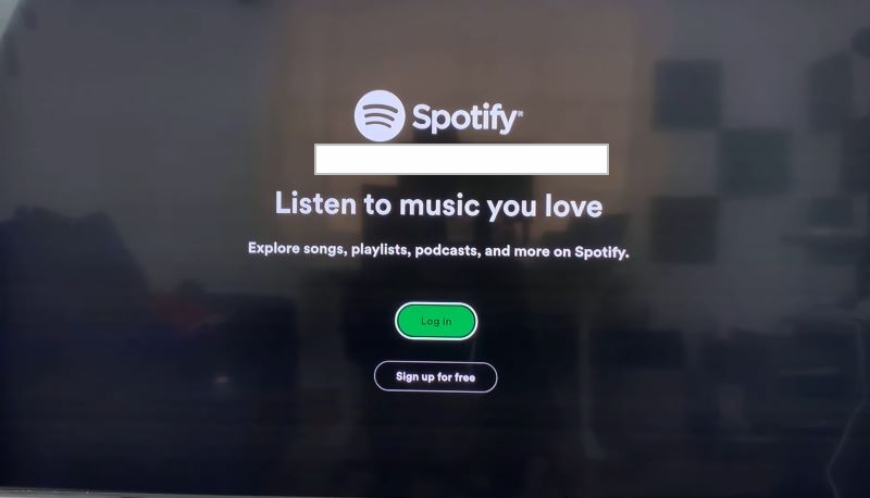 select Log in | Play Spotify on Samsung Smart TV