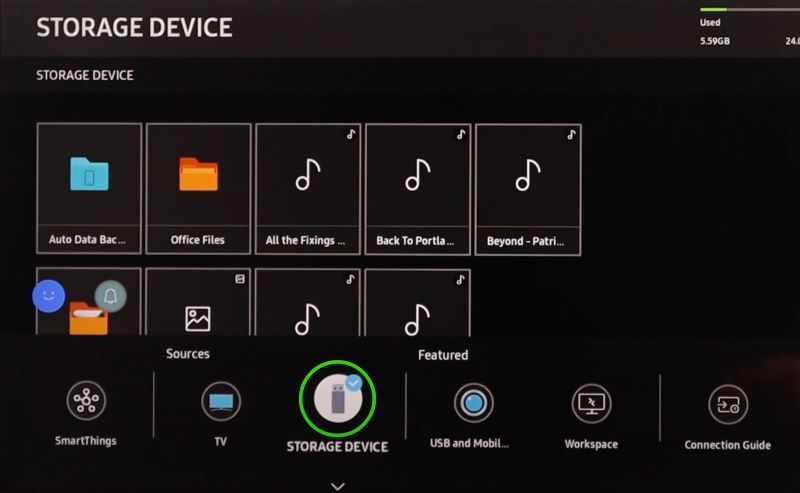 select USB | Play Spotify on Samsung Smart TV