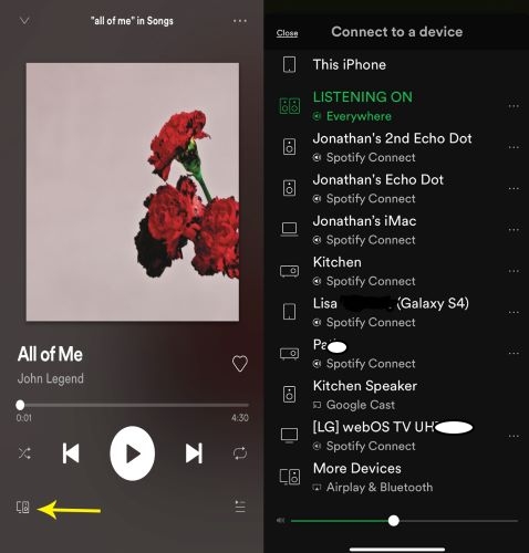 open Connect to a Device | Play Spotify on Two Devices Simultaneously