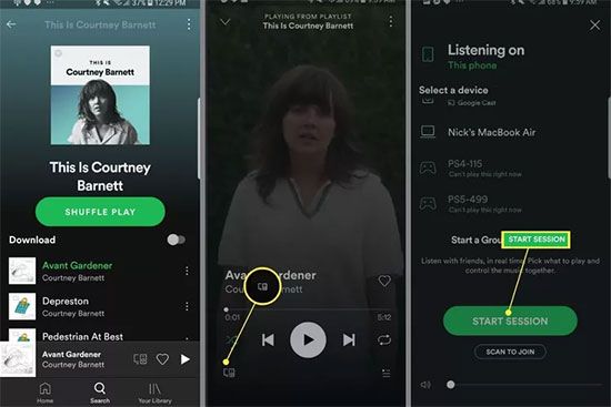 select Start Session | Play Spotify on Two Devices Simultaneously