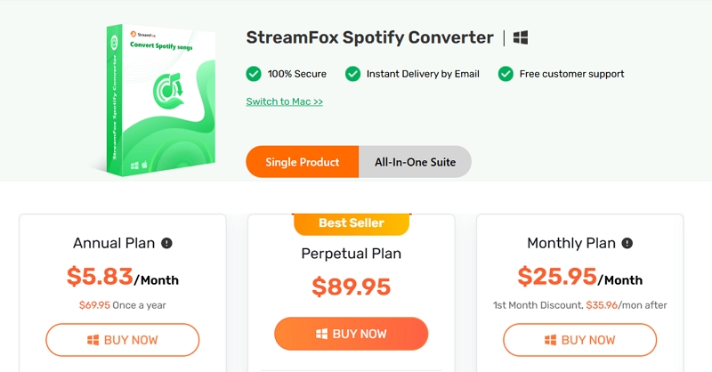 subscribe to desired plan | StreamFox All in One Converter User Guide