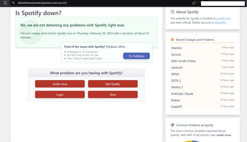 check Spotify Downtime | Fix Spotify Black Screen