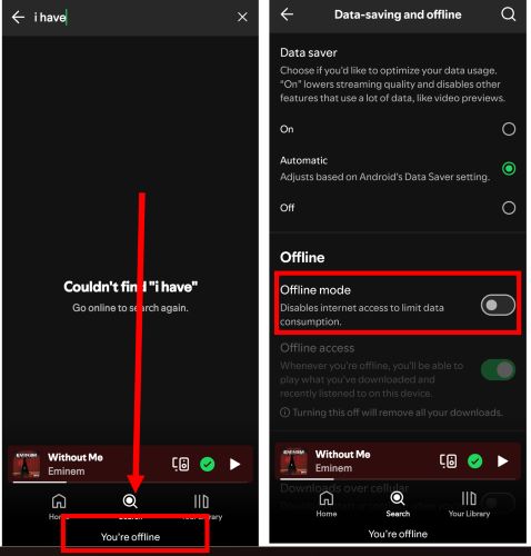 disconnect VPN | Spotify Search Not Working
