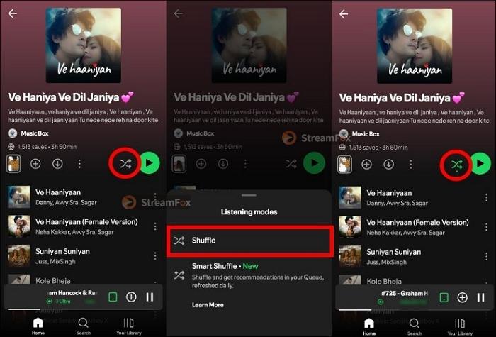 tap Shuffle icon | Randomize Spotify Playlists