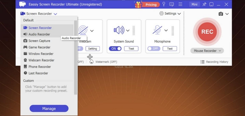 choose Audio Recorder