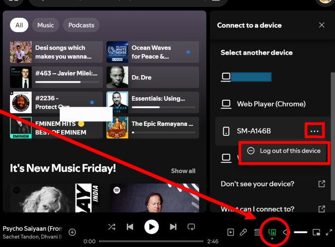 three dot menu | Log Out of All Devices on Spotify