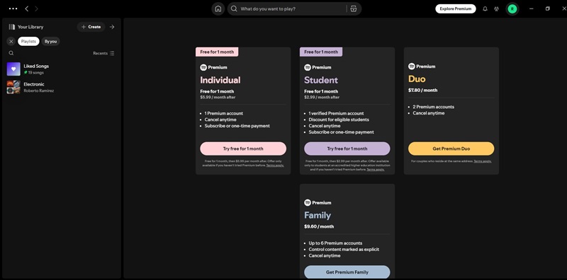 press Get Premium Duo | Spotify Premium Duo