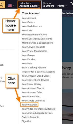 access amazon account | amazon watchlist