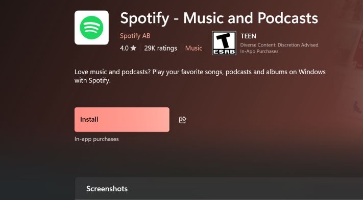download Spotify from Microsoft Store | Spotify Can't Play This Right Now Error