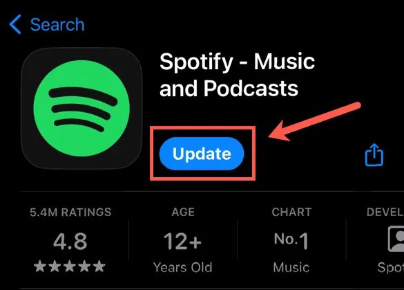 Update button | Spotify Songs Greyed Out and Unavailable