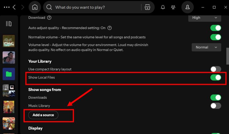 click Add a source | Spotify Local Files Not Syncing