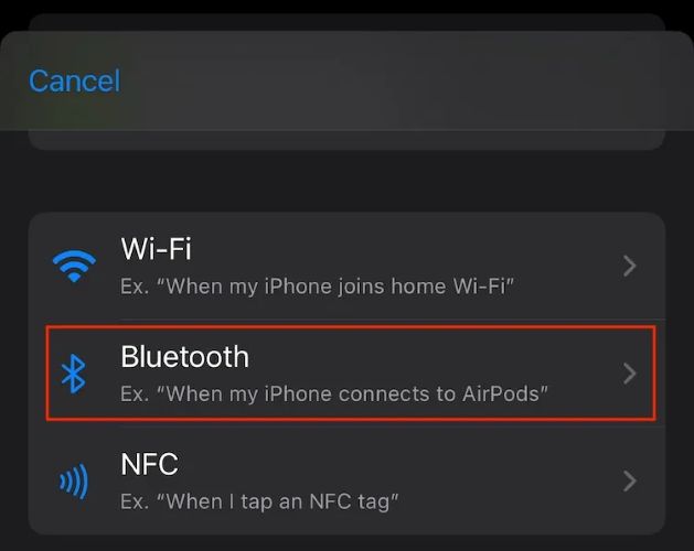 select Bluetooth | Stop Apple Music from Automatically Playing