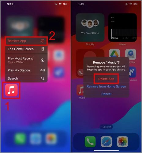 tap Delete | Stop Apple Music from Automatically Playing
