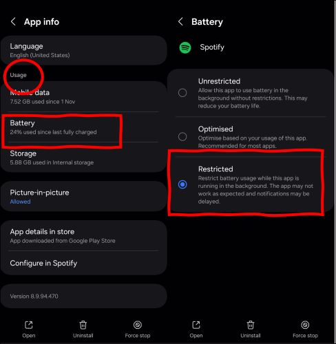 enable background activity | top Spotify from Automatically Playing