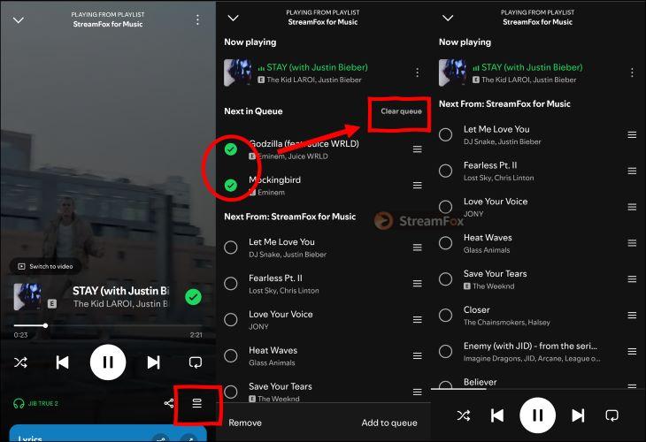 tap Clear Queue | Stop Spotify from Automatically Playing