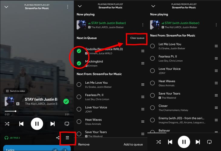 tap Clear Queue | top Spotify from Automatically Playing