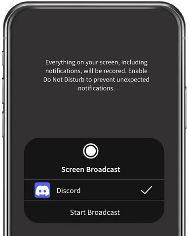 tap Start Broadcast