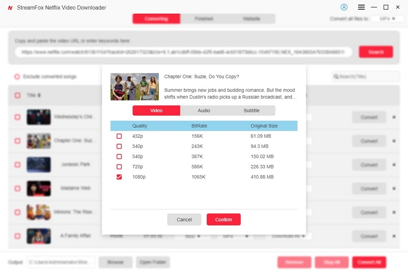 customize video convert quality | streamfox netflix video downloader user guide
