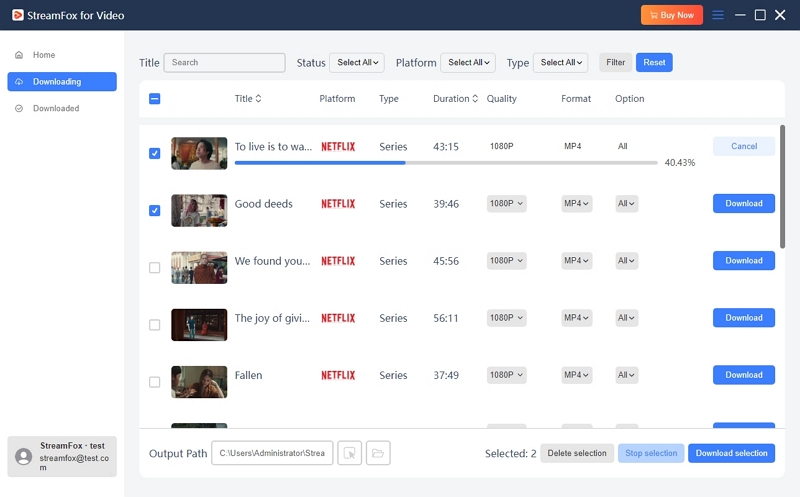 select output format | streamfox for video user guide