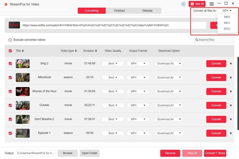 Change the output settings | watch Netflix video to TV