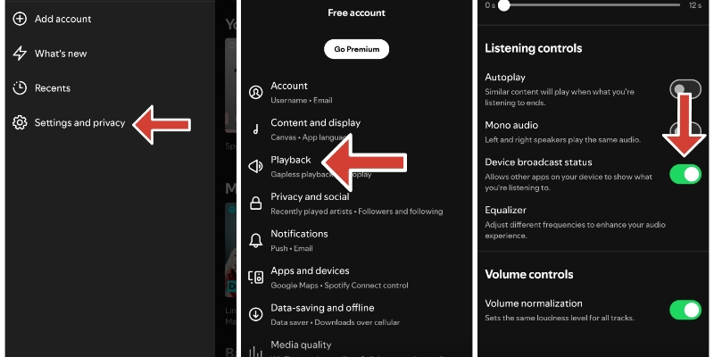 turn on Device Broadcast Status | Spotify Not Working on Android Auto