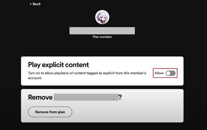 Allow button off | Turn Off Explicit on Spotify