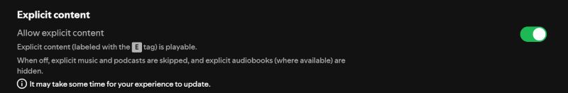 green explicit content option | Turn Off Explicit on Spotify