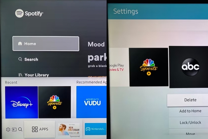 choose Delete | Play Spotify on Samsung Smart TV
