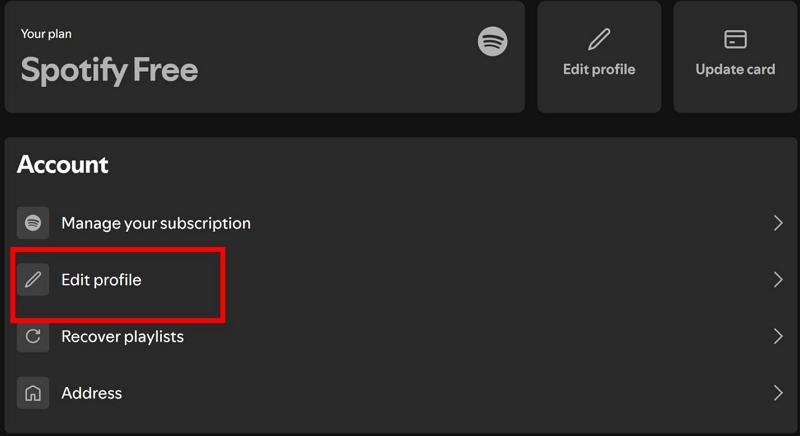 select Edit Profile | You Can Only Use Spotify Abroad for 14 Days