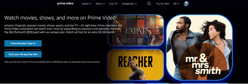 begin streaming your chosen | watch amazon prime on computer