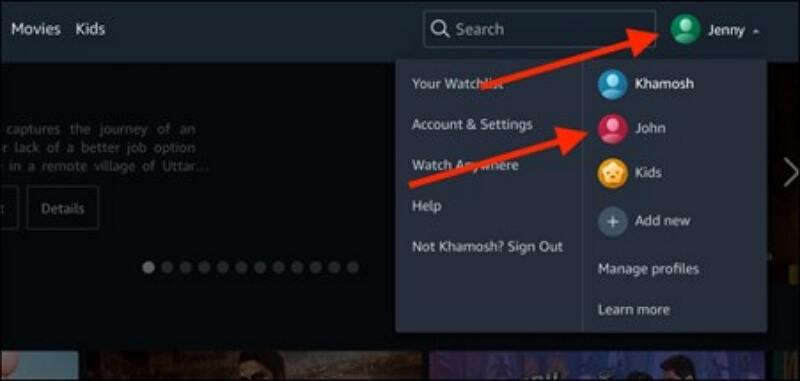 Your Profile | delete purchases on amazon prime video